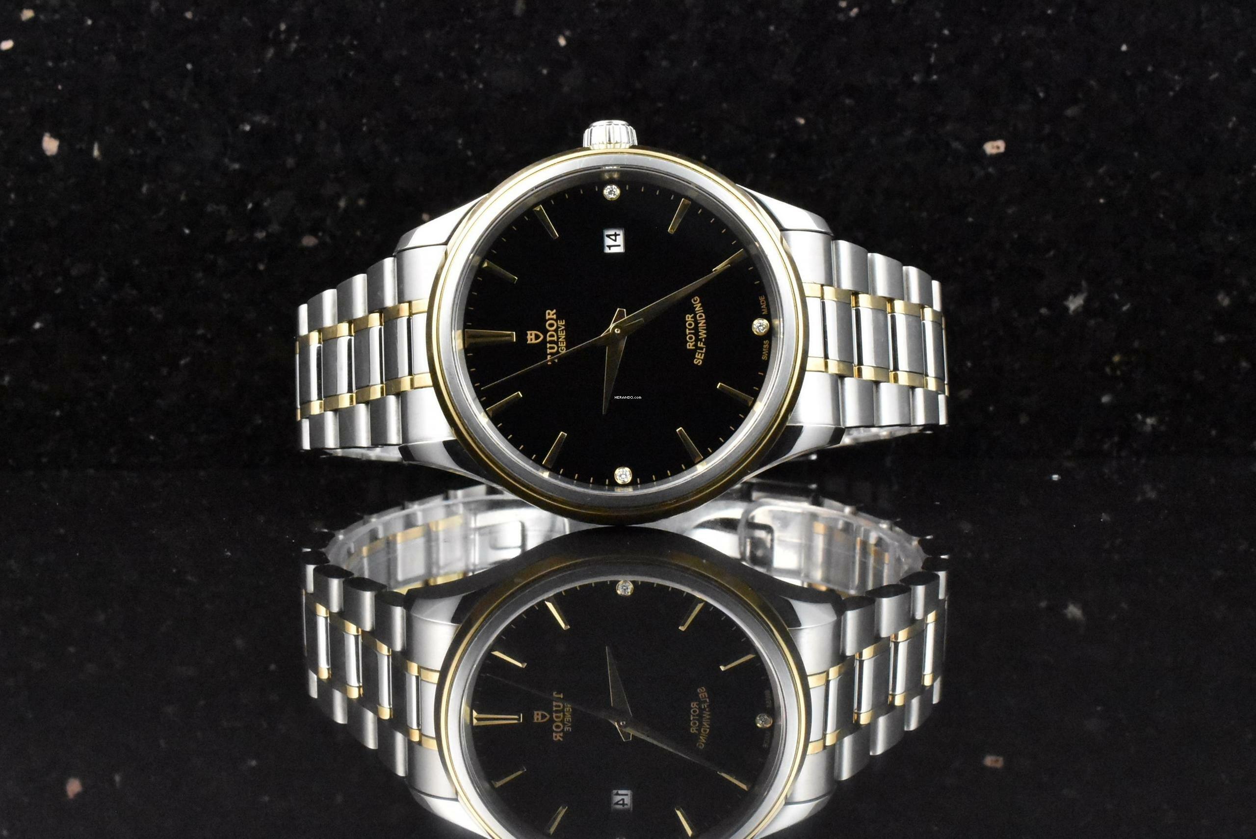 Tudor Style 12703 Stahl Gold 41MM Black Diamond Dial Automatik - 2020