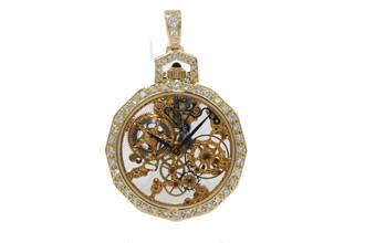 Thumbnail von IWC Pocket Watch Ultra Rare Miniature Pocket Watch 18K Ref. 5607 from 1988 Skeletonized and Hand-engraved