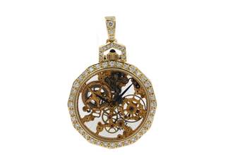 Thumbnail von IWC Pocket Watch Ultra Rare Miniature Pocket Watch 18K Ref. 5607 from 1988 Skeletonized and Hand-engraved