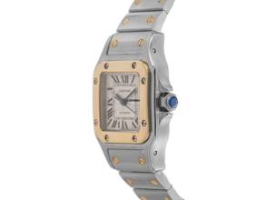 Thumbnail von Cartier Santos Galbée Date PM Kleines Modell Ref.2423 2002 Box&Beschreibung sehr gut Vintage