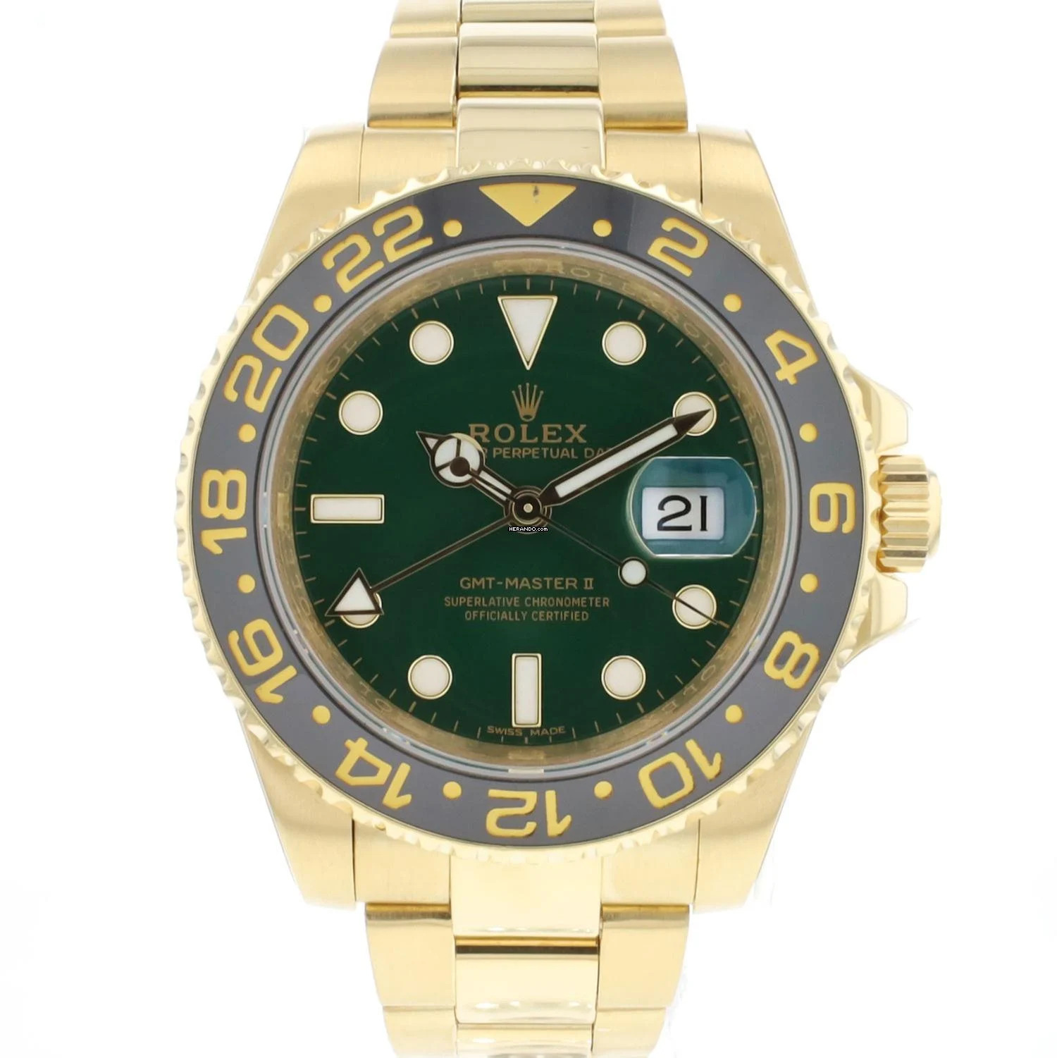  Rolex GMT-Master II Yellow Gold Green Dial Service '23 