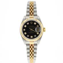 Thumbnail von Rolex Lady-Datejust 26 Jubilee Fluted Steel Gold Black Diamond Dial