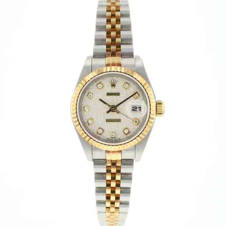  Rolex Lady-Datejust 26 Jubilee Fluted Steel Gold White Diamond Logo Dial 