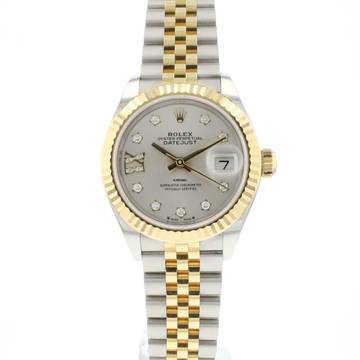  Rolex Lady-Datejust 28 Steel / Gold Fluted Jubilee Silver Diamond Dial Like New '21 