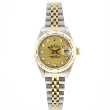  Rolex Lady-Datejust 26 Steel Gold Jubilee Fluted Champagne Diamond Dial 