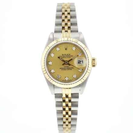  Rolex Lady-Datejust 26 Steel Gold Jubilee Fluted Champagne Diamond Dial 