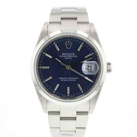  Rolex Oyster Perpetual Date 34MM Steel Blue Dial 