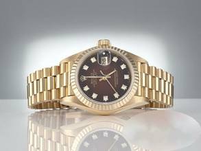 Thumbnail von Rolex Lady-Datejust Gelbgold 750 Diamanten Automatik 18kt Yellow Gold Damen President-band Chronometer Oyster Black Dial