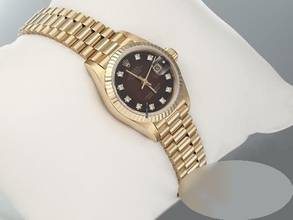 Thumbnail von Rolex Lady-Datejust Gelbgold 750 Diamanten Automatik 18kt Yellow Gold Damen President-band Chronometer Oyster Black Dial
