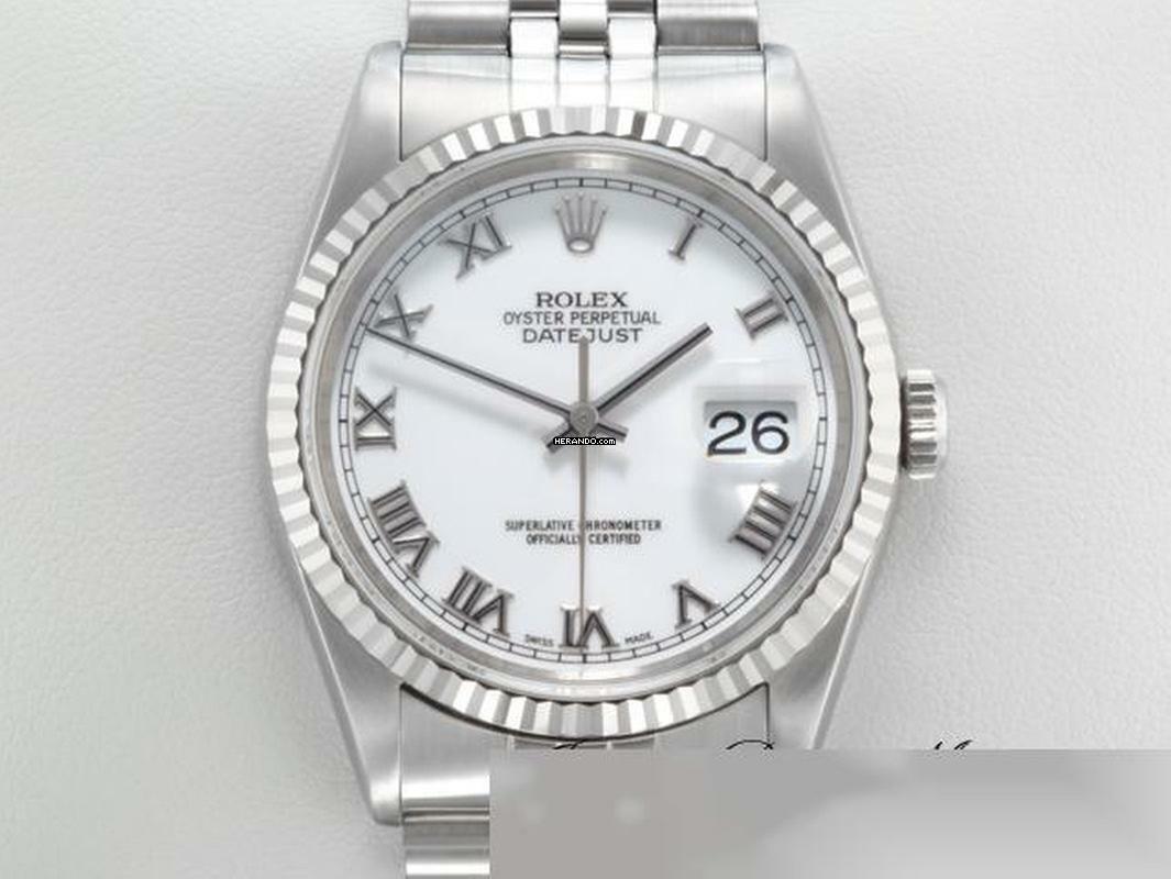Rolex Datejust 36 36mm 16234 2000 Stahl Weissgold 750 Gold Damen Herren Stainless Steel Jubilé-band Chronometer Oyster White Dial