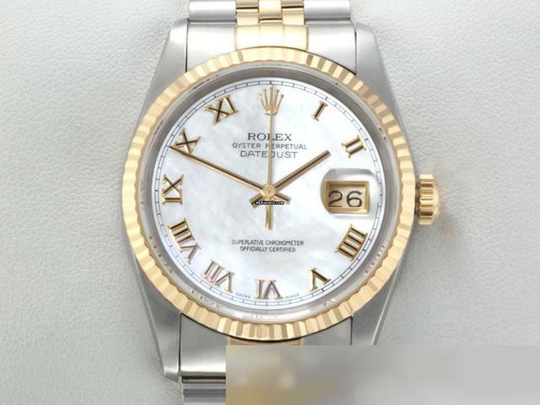 Rolex Datejust 36 36mm 16233 Stahl Gelbgold 750 Perlmutt Automatik