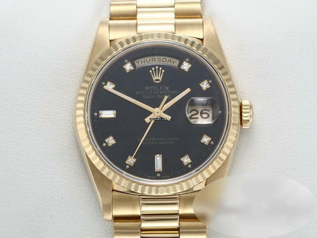 Rolex Day-Date 36 36mm 18238 1996 Lc100 Diamanten Gelbgold 750 Automatik 18kt Yellow Gold President-band Chronometer Oyster