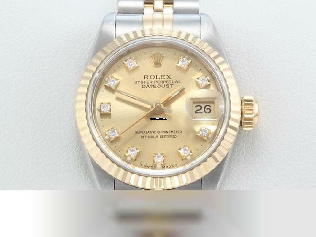 Rolex Lady-Datejust Edelstahl Gelbgold 750 Diamanten Automatik Gold Stahl Stainless Steel 18kt Yellow Gold Jubilé-band Chronometer Oyster