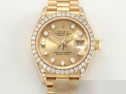  Rolex Lady-Datejust Gelbgold 750 1994 Lc100 Diamanten Brillanten Automatik Gold Damen 