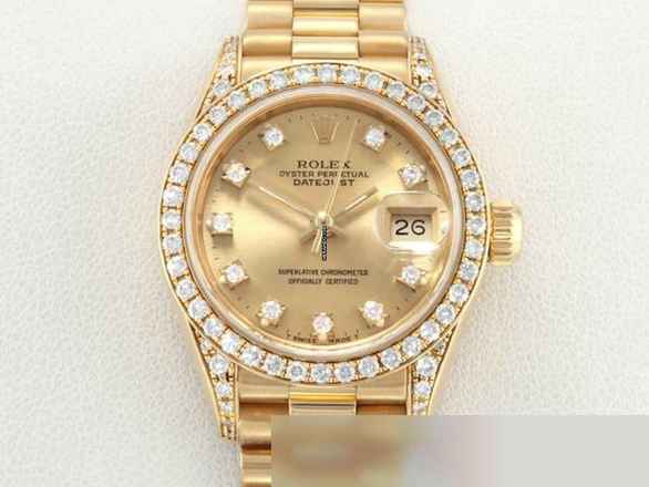  Rolex Lady-Datejust Gelbgold 750 1994 Lc100 Diamanten Brillanten Automatik Gold Damen 