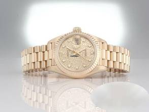 Thumbnail von Rolex Lady-Datejust Gelbgold 750 Diamanten 1997 Automatik Gold Damen