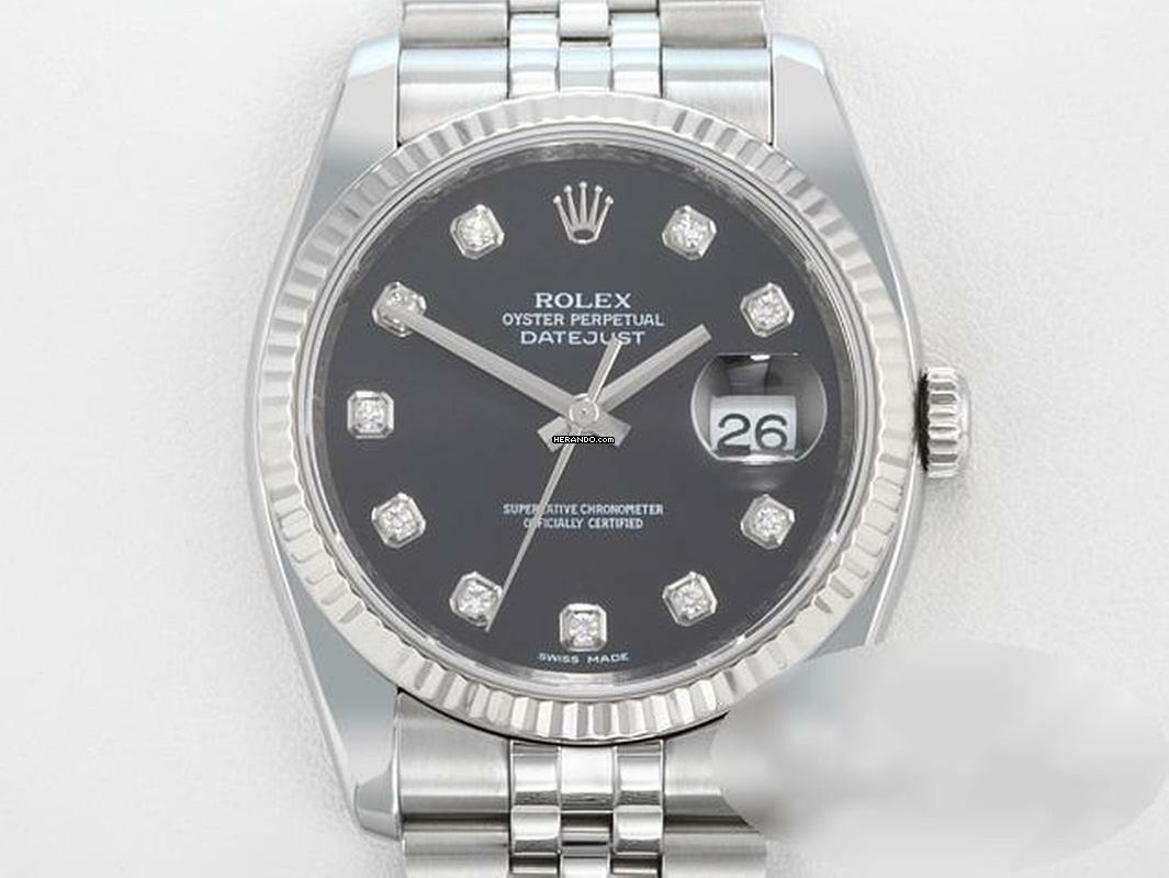 Rolex Datejust 36 36mm 116234 2016 Stahl Weissgold 750 Diamanten Automatik Gold