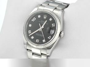 Thumbnail von Rolex Oyster Perpetual Date 115234 Stahl Weissgold 750 Diamanten Automatik Medium Date Just Stainless Steel 18kt White Gold Oyster-band Chronometer Black Dial