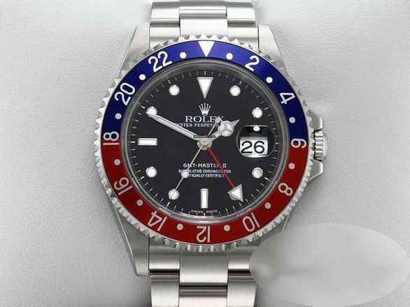  Rolex GMT-Master II Stahl 16710 T Pepsi 2005 Automatik Zweite Zeitzone Blau Rot Stainless Steel Oyster-band Chronometer Black Dial 