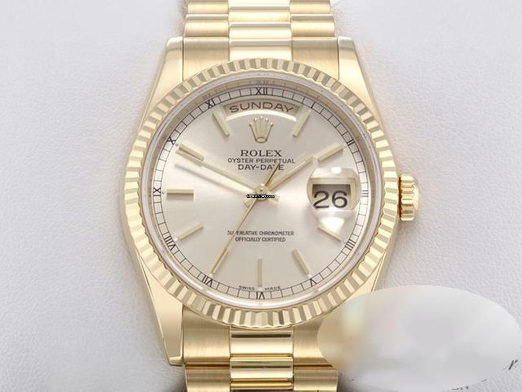 Rolex Day-Date 36 36mm 118238 Gelbgold 750 2003/04 Automatik 18kt Yellow Gold Damen Herren President-band Chronometer Oyster