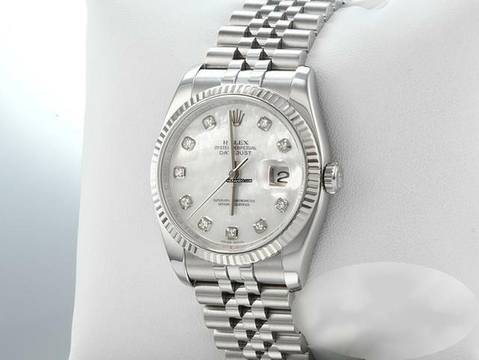  Rolex Datejust 36 116234 2015 Stahl Weissgold 750 Diamanten Perlmutt Automatik Stainless Steel 18kt White Gold Jubilé-ban Chronometer Oyster 