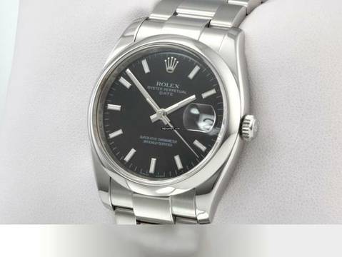  Rolex Oyster Perpetual Date 34mm Edelstahl 115200 2017 Damen Herren Stahl Stainless Steel Oyster-band Chronometer Black Dial 