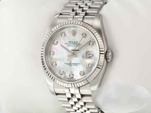  Rolex Datejust 36 36mm 116234 Stahl Weissgold 750 Perlmutt Diamanten Automatik Stainless Steel 18kt White Gold Jubilé-band Chronometer Oyster 