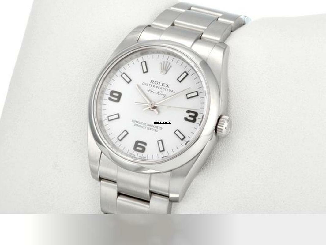 Rolex Air King 34mm Medium 114200 2013 Edelstahl Automatik Stahl Stainless Steel Oyster-band Chronometer White Dial 