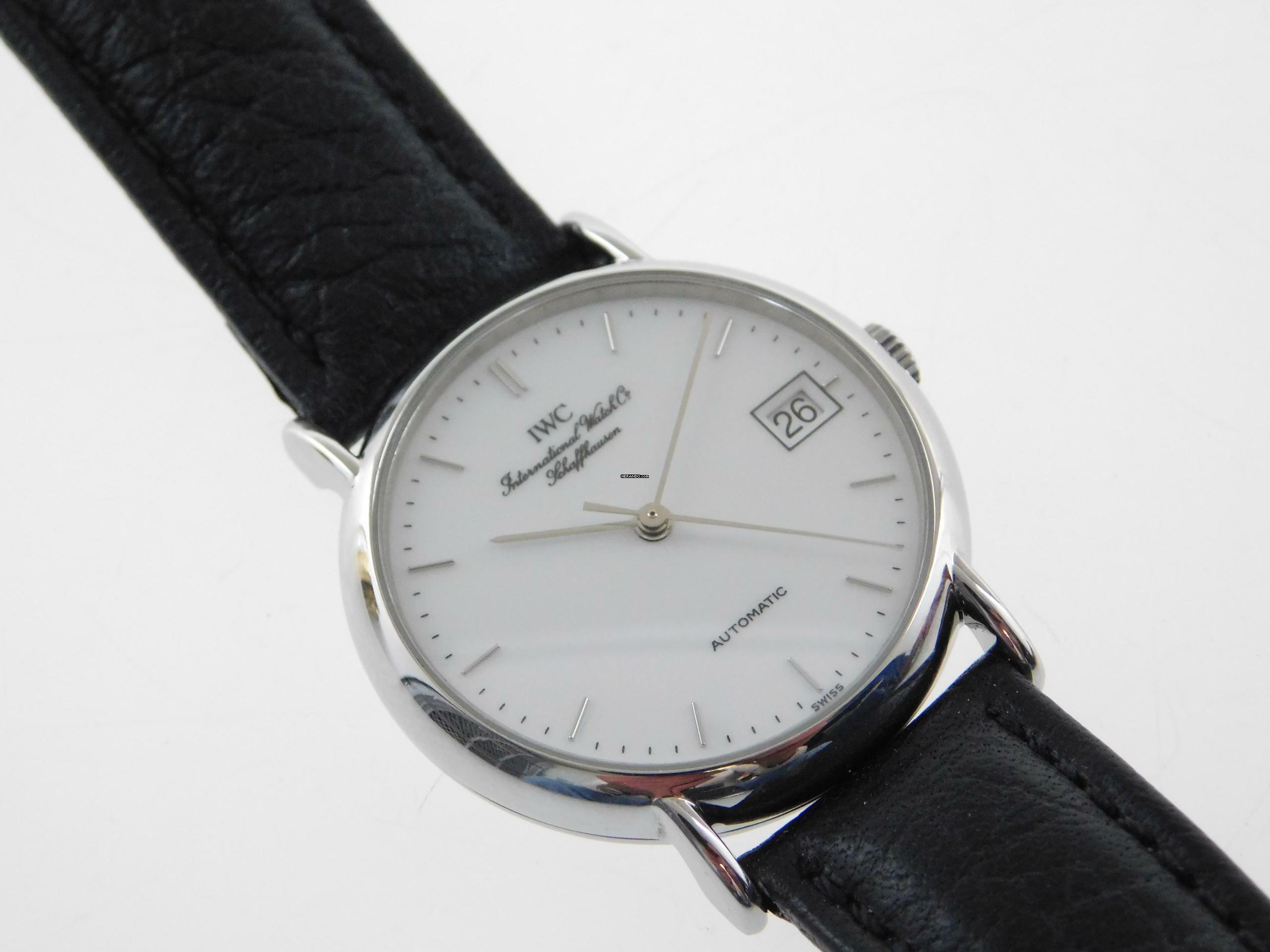 IWC Portofino Automatic Edelstahl Datum 34 mm im Top Zustand Automatik mit Lederband