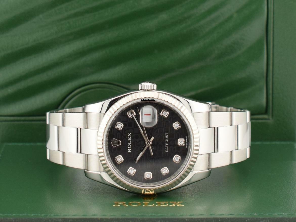 Rolex Datejust 36 116234 Black Dial With Big Diamonds - Full Set 36mm
