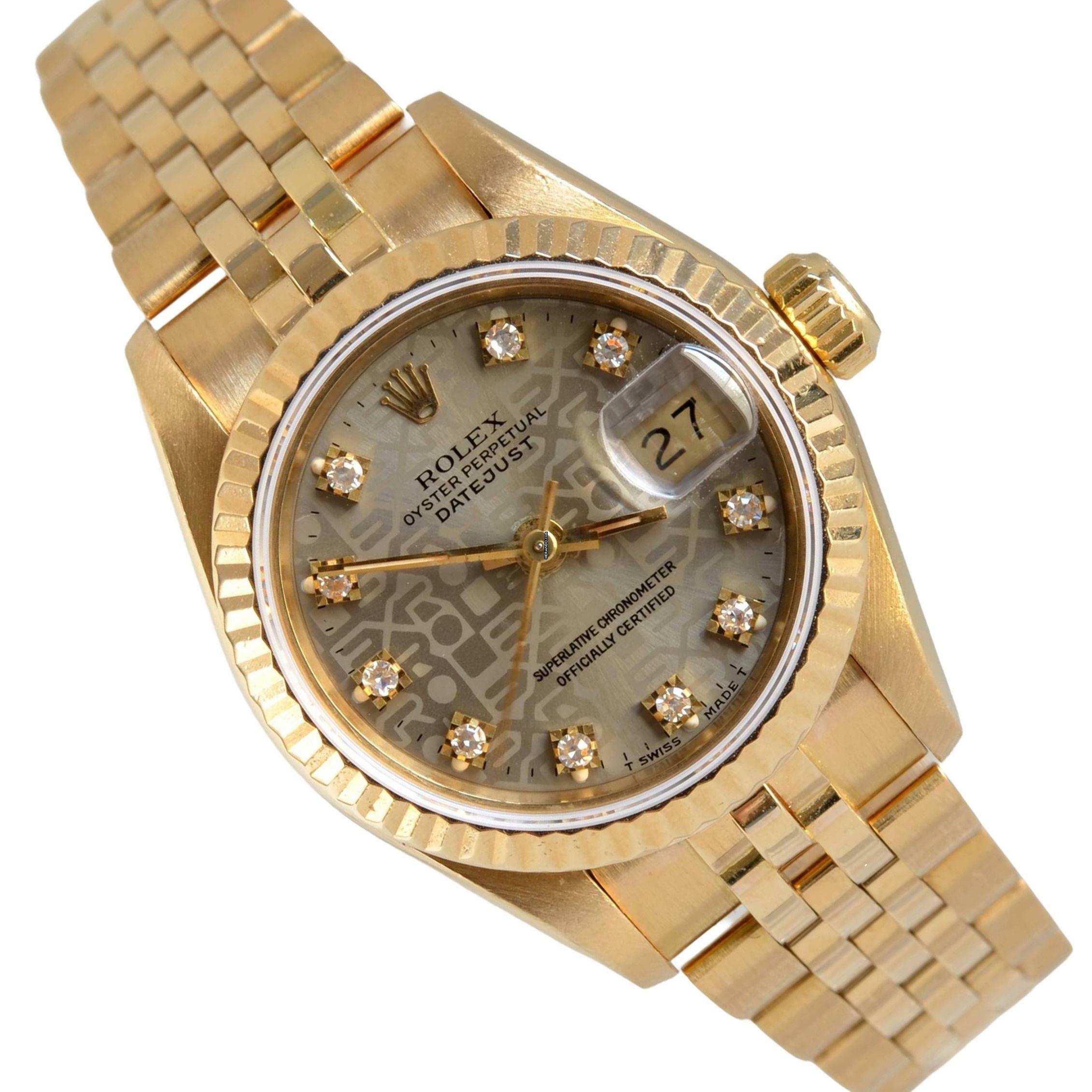  Rolex Lady-Datejust 69178 Ladies 26MM Factory diamonds dial gold 18KT Full Set TOP Condition 