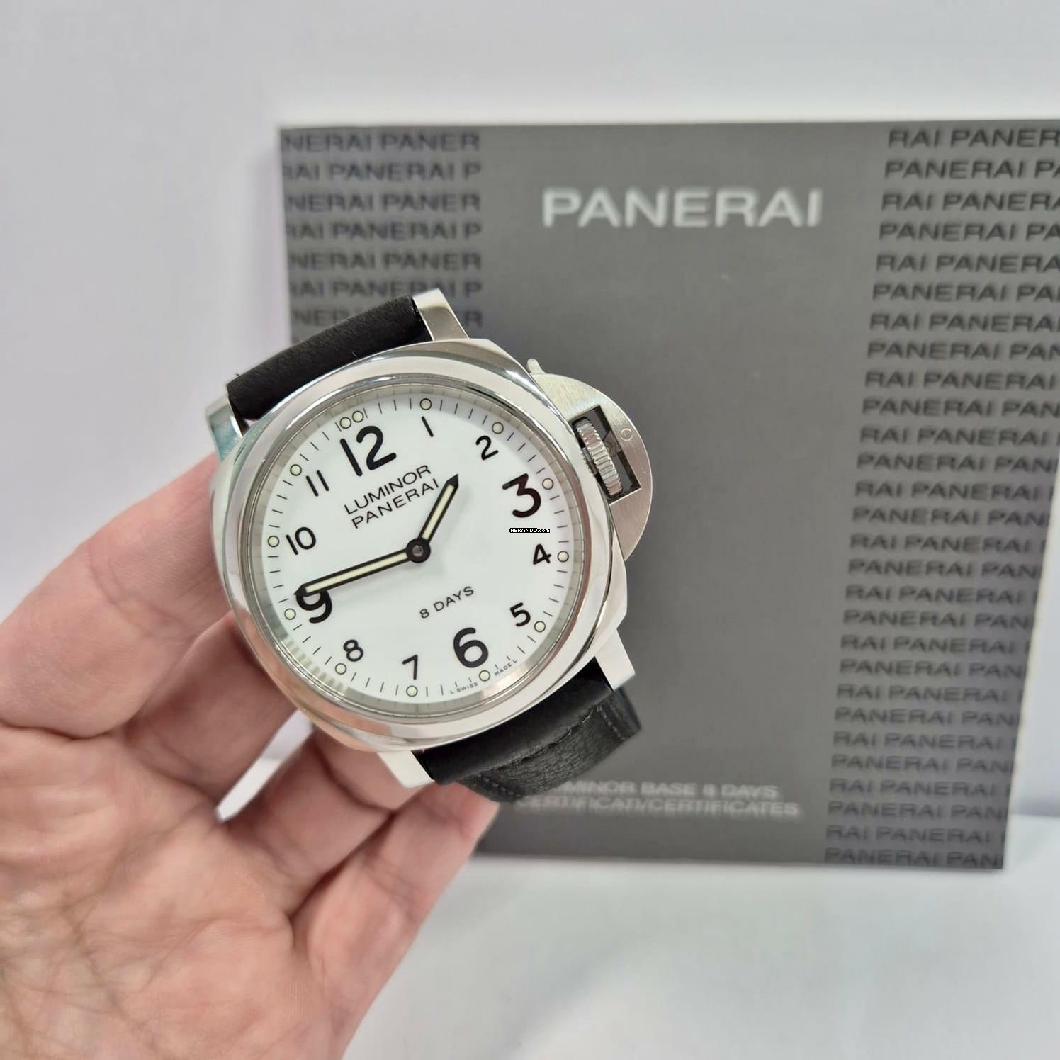 Panerai Luminor Base 8 Days White Dial Corda 44mm Completo