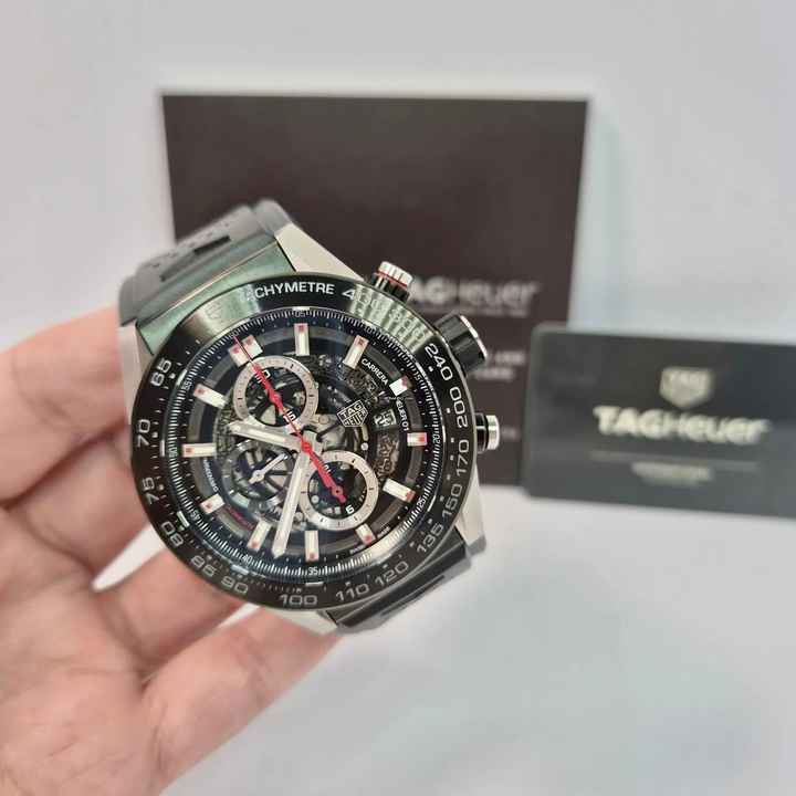  TAG Heuer Carrera Calibre HEUER 01 Skeleton Cerâmica 45mm Automático Completo 