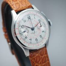 Thumbnail von Ulysse Nardin Chronograph Vintage Schnecken-Tachymeter-Skala um 1940 Stahl/Leder Box + papers