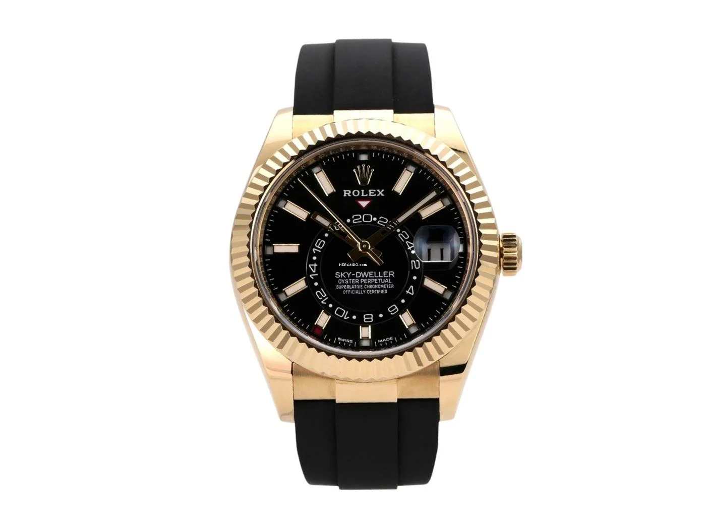 Rolex Sky-Dweller Gelbgold / Oysterflex Ref. 326238 Schwarz