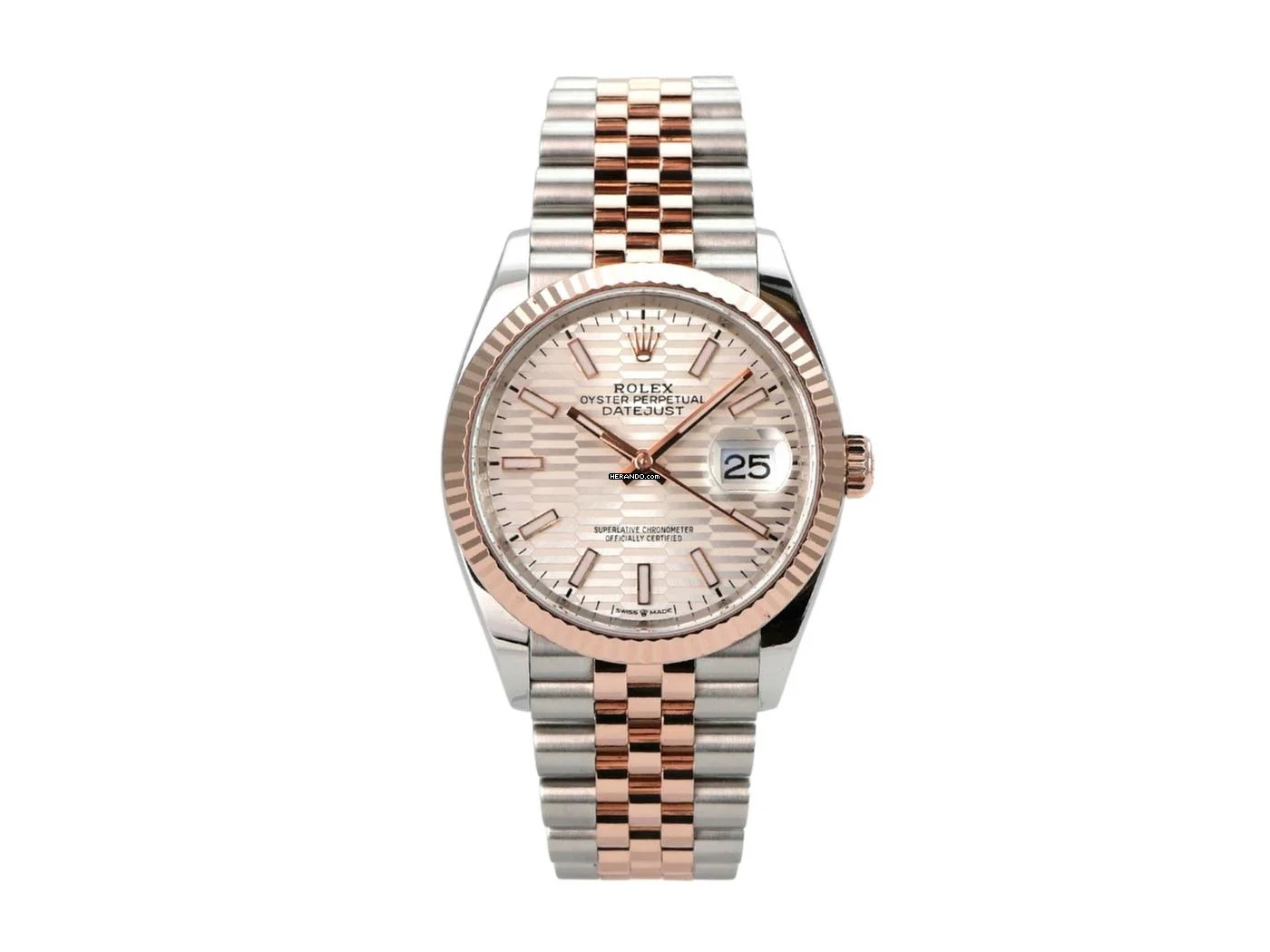 Rolex Datejust 36 Oystersteel / Everose-Gold Ref. 126231 Silber Riffelmuster Jubile-Band