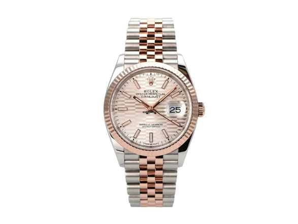  Rolex Datejust 36 Oystersteel / Everose-Gold Ref. 126231 Silber Riffelmuster Jubile-Band 