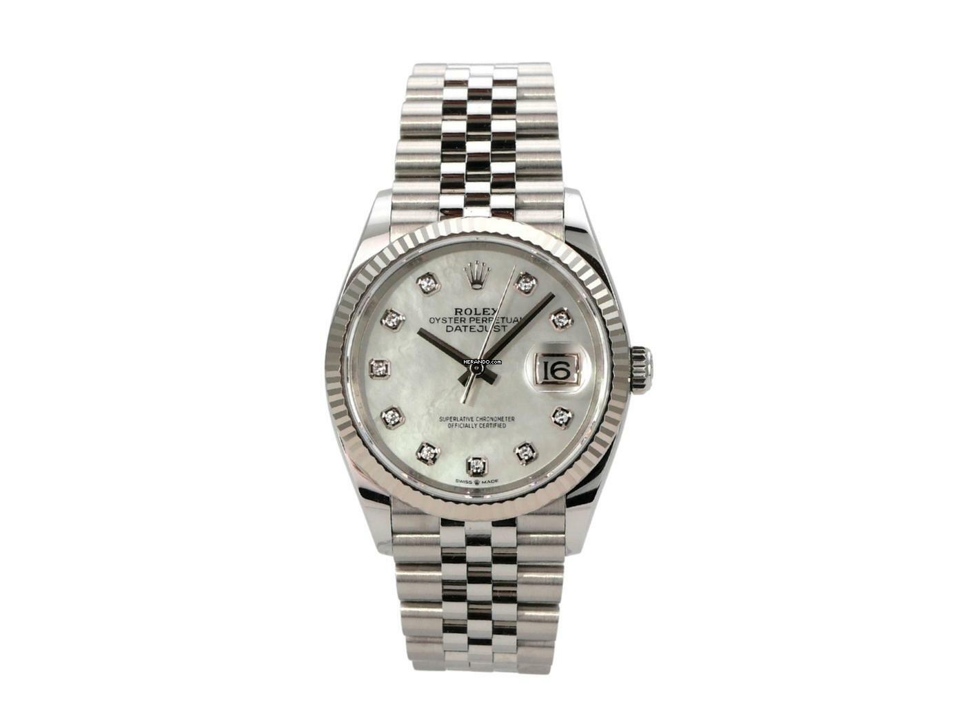  Rolex Datejust 36 Oystersteel / Weißgold 126234 Perlmutt DIA Jubile 