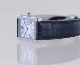 Thumbnail von Cartier Tank Solo Stahl Quarz Klassiker Sportlich Lederband 2716 white roman B+P