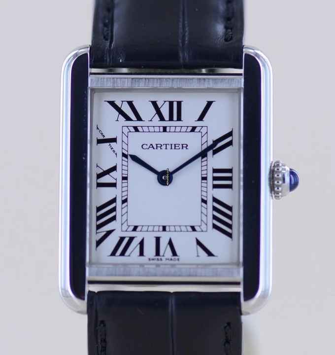 Cartier Tank Solo Stahl Quarz Klassiker Sportlich Lederband 2716 white roman B+P 