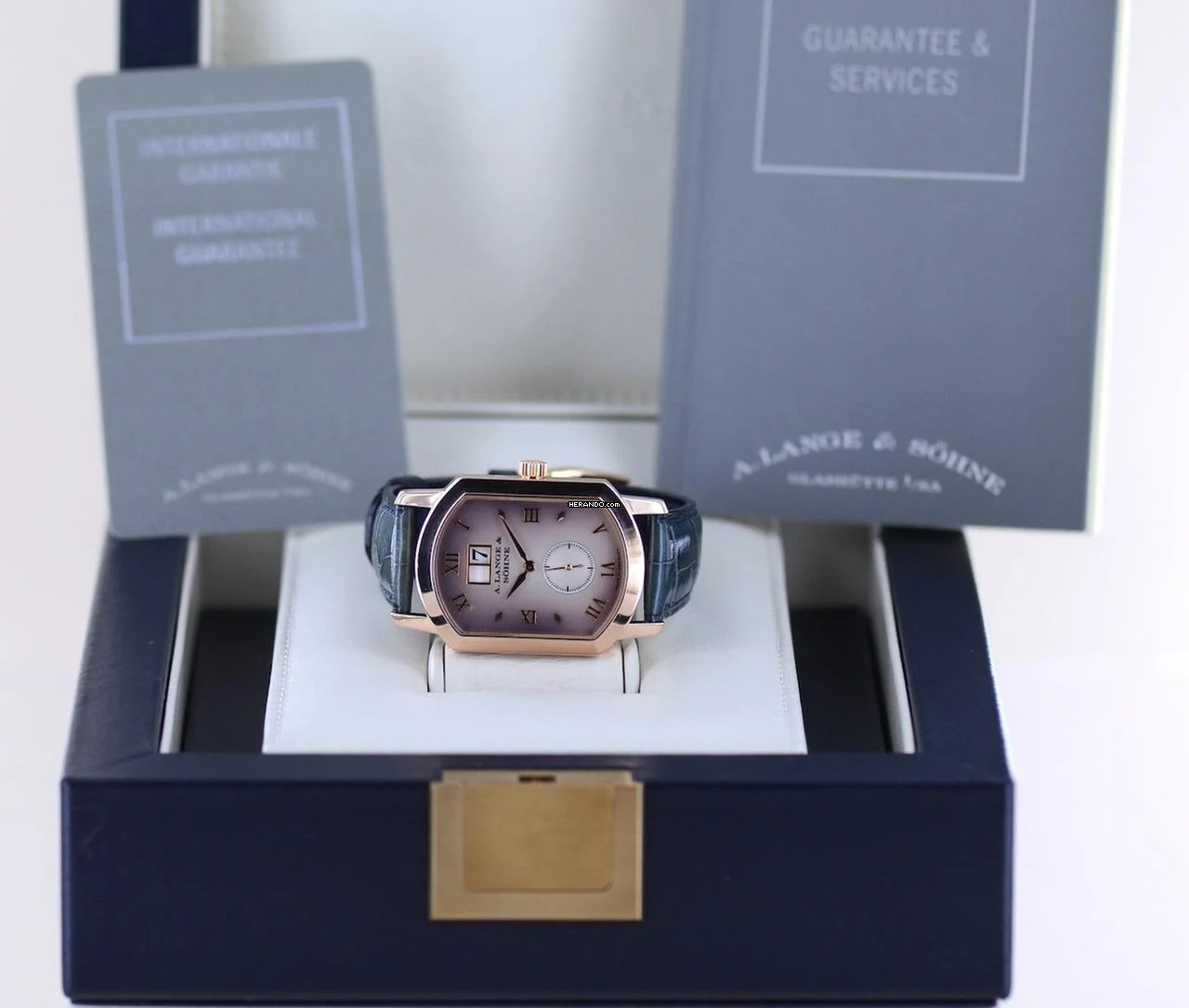 A. Lange & Söhne Arkade Gold 18K Panoramadatum Traumuhr smoked Dial Dresswatch B+P