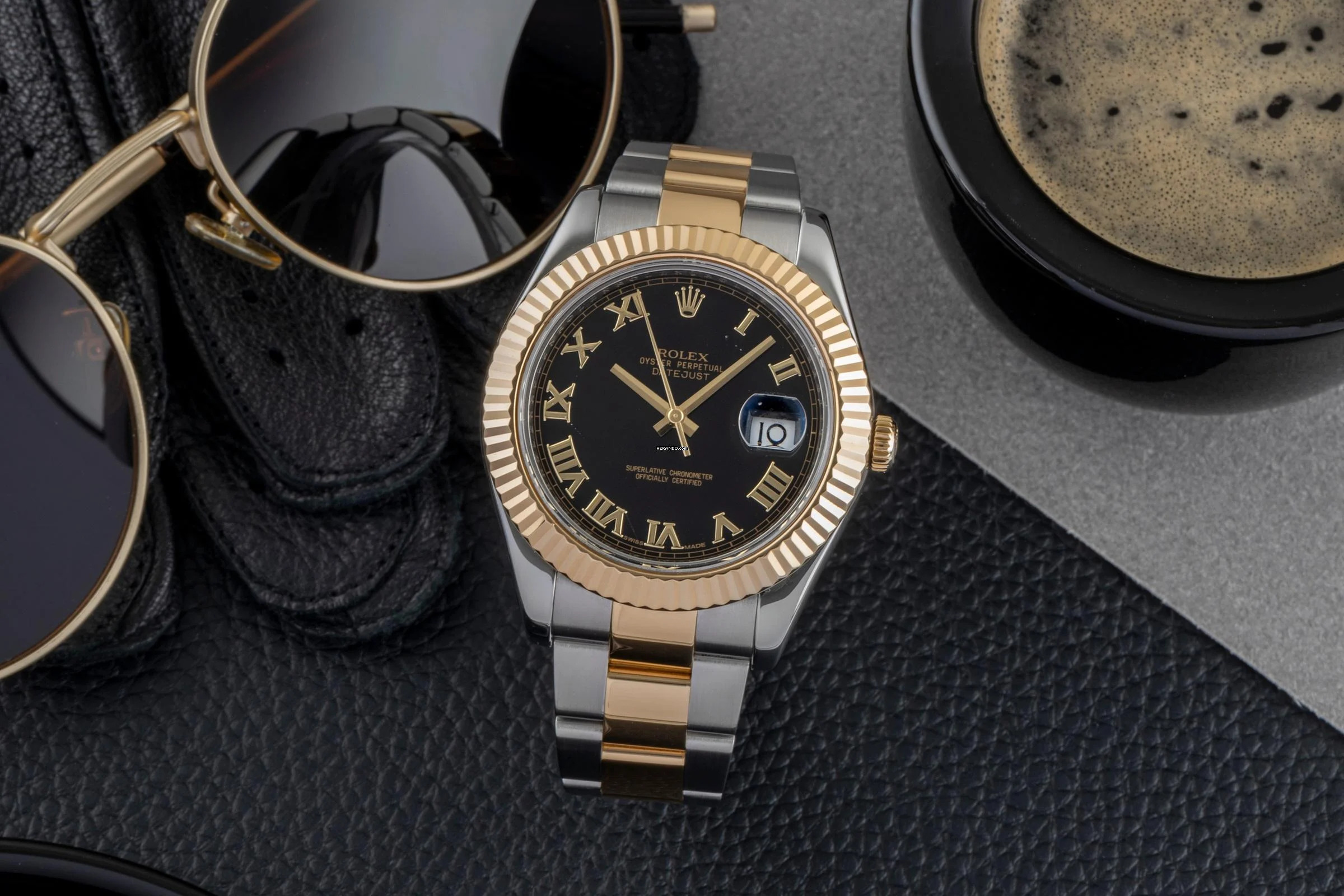 Rolex Datejust II Black Roman Stahl Gold Automatik Herrenuhr Oyster Ref. 116333