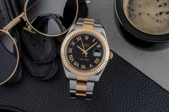  Rolex Datejust II Black Roman Stahl Gold Automatik Herrenuhr Oyster Ref. 116333 