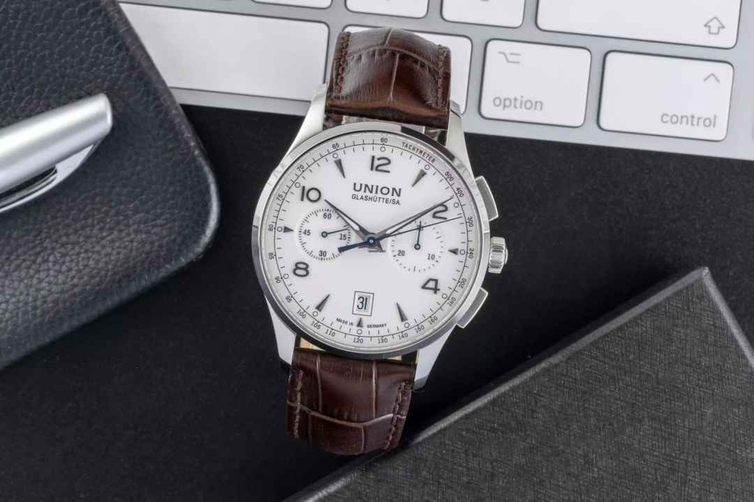  Union Glashütte Noramis Chronograph Stahl Automatik Ref. D008.427.16.017.00 B&P 