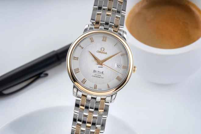  Omega De Ville Stahl / Gold Automatik Herrenuhr Ref. 4374.31.00 Papiere 2014 