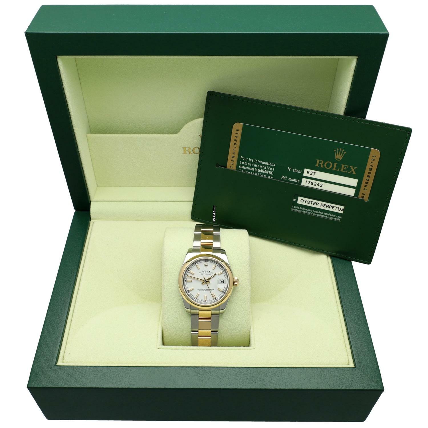 Thumbnail von Rolex Datejust 31 White index Ref. 178243 Full set 2012