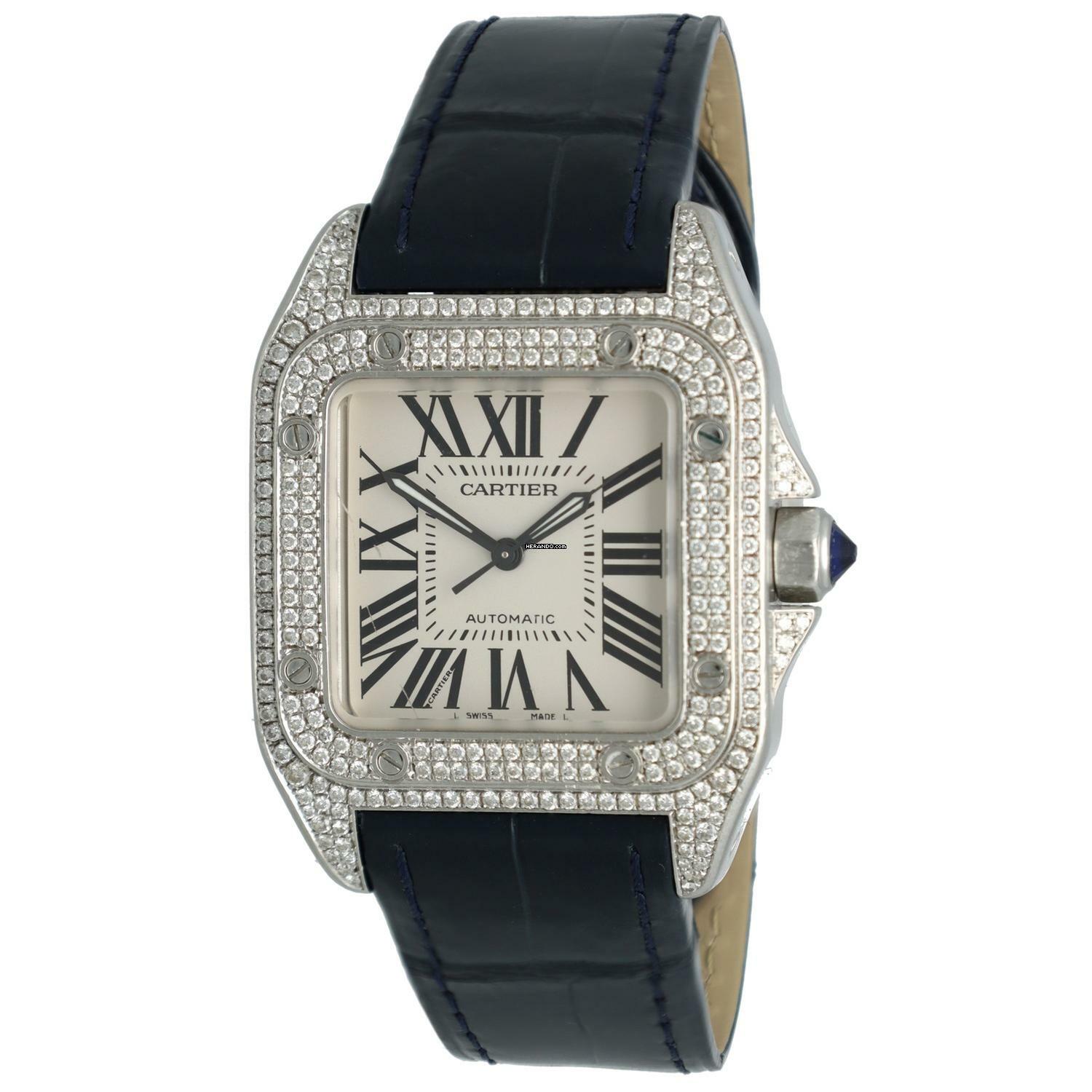 Thumbnail von Cartier Santos 100 Ref. 2878 Midsize Full set with diamonds