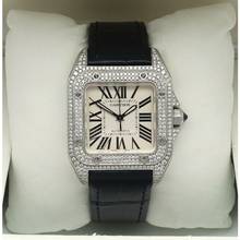 Thumbnail von Cartier Santos 100 Ref. 2878 Midsize Full set with diamonds