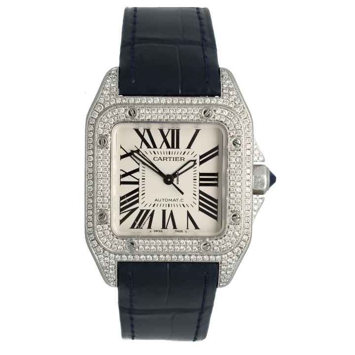  Cartier Santos 100 Ref. 2878 Midsize Full set with diamonds 