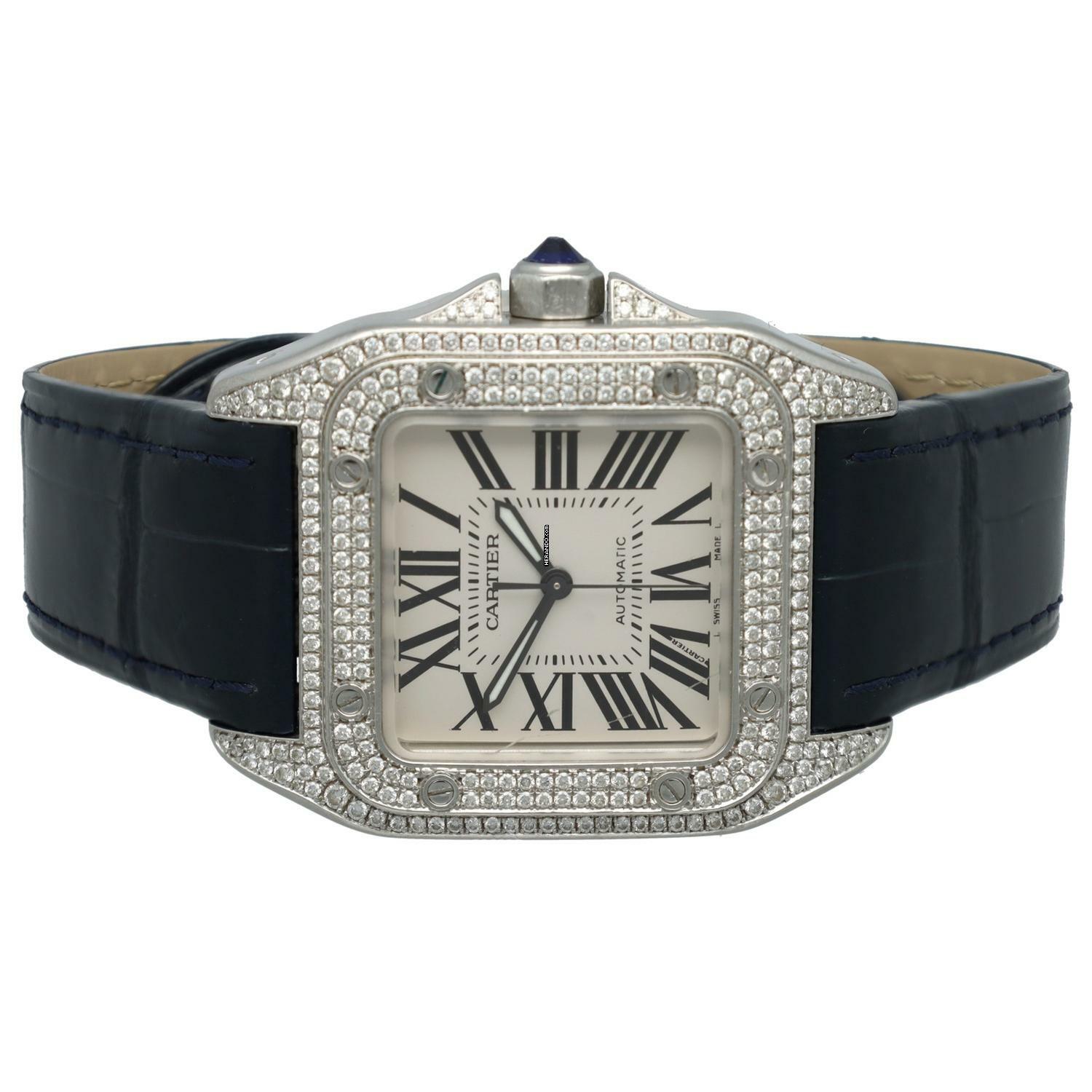 Thumbnail von Cartier Santos 100 Ref. 2878 Midsize Full set with diamonds